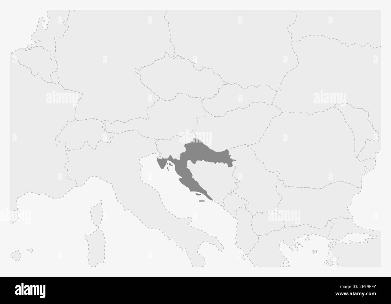 Map Of Croatia And Europe Map Of Europe With Highlighted Croatia Map, Gray Map Of Croatia With  Neighboring Countries Stock Vector Image & Art - Alamy