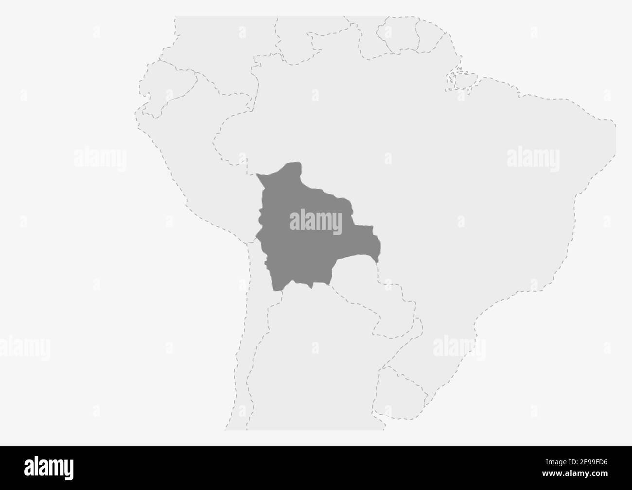 Map Of Bolivia And Surrounding Countries Map Of America With Highlighted Bolivia Map, Gray Map Of Bolivia With Neighboring  Countries Stock Vector Image & Art - Alamy