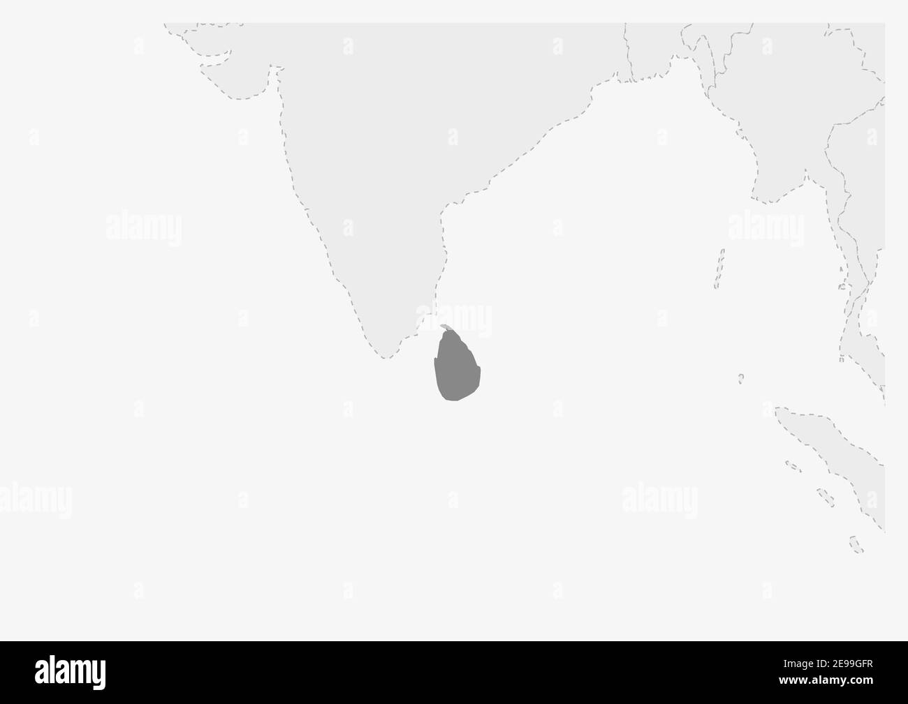 Map of Asia with highlighted Sri Lanka map, gray map of Sri Lanka with neighboring countries