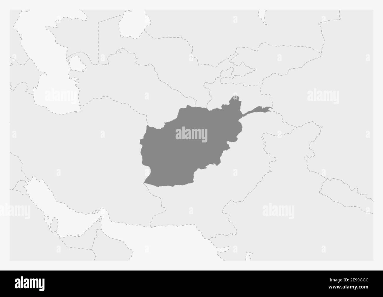 Map Of Asia With Highlighted Afghanistan Map Gray Map Of Afghanistan With Neighboring Countries 2E99GGC 