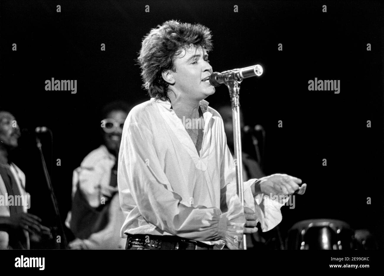 MUNSTER, GERMANY - FEB 02, 1992: Paul Young is an English singer, songwriter and musician. Here he is live on stage during a concert in Germany. Stock Photo