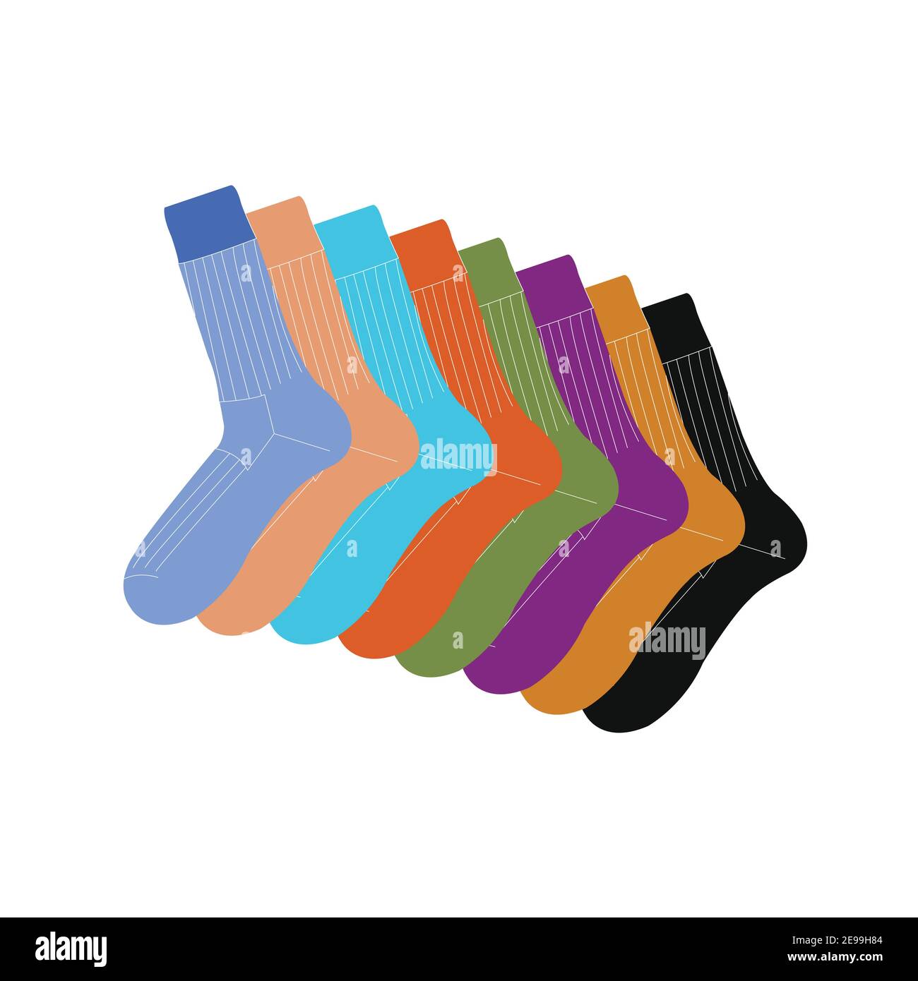 colorful warm winter socks on white backdrop Stock Vector