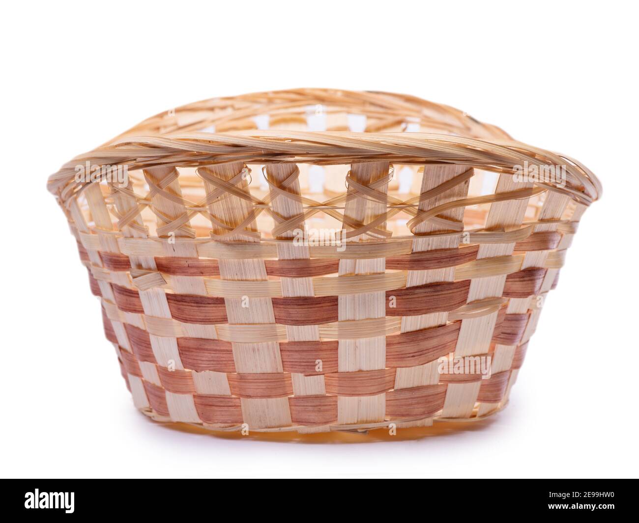 Empty wicker basket isolated on white background Stock Photo - Alamy