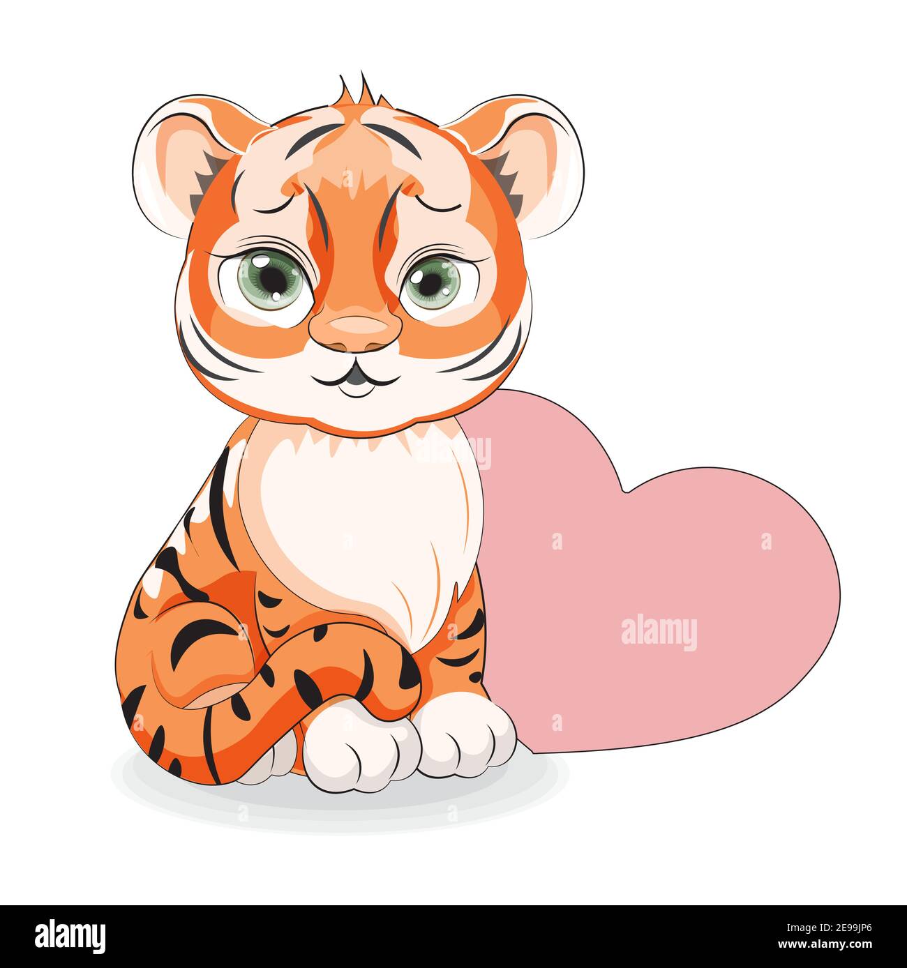 cute baby tiger symbol 2022, 2034 new year with heart, picture in hand drawing  cartoon style, for t-shirt wear fashion print design, greeting card, p  Stock Vector Image & Art - Alamy