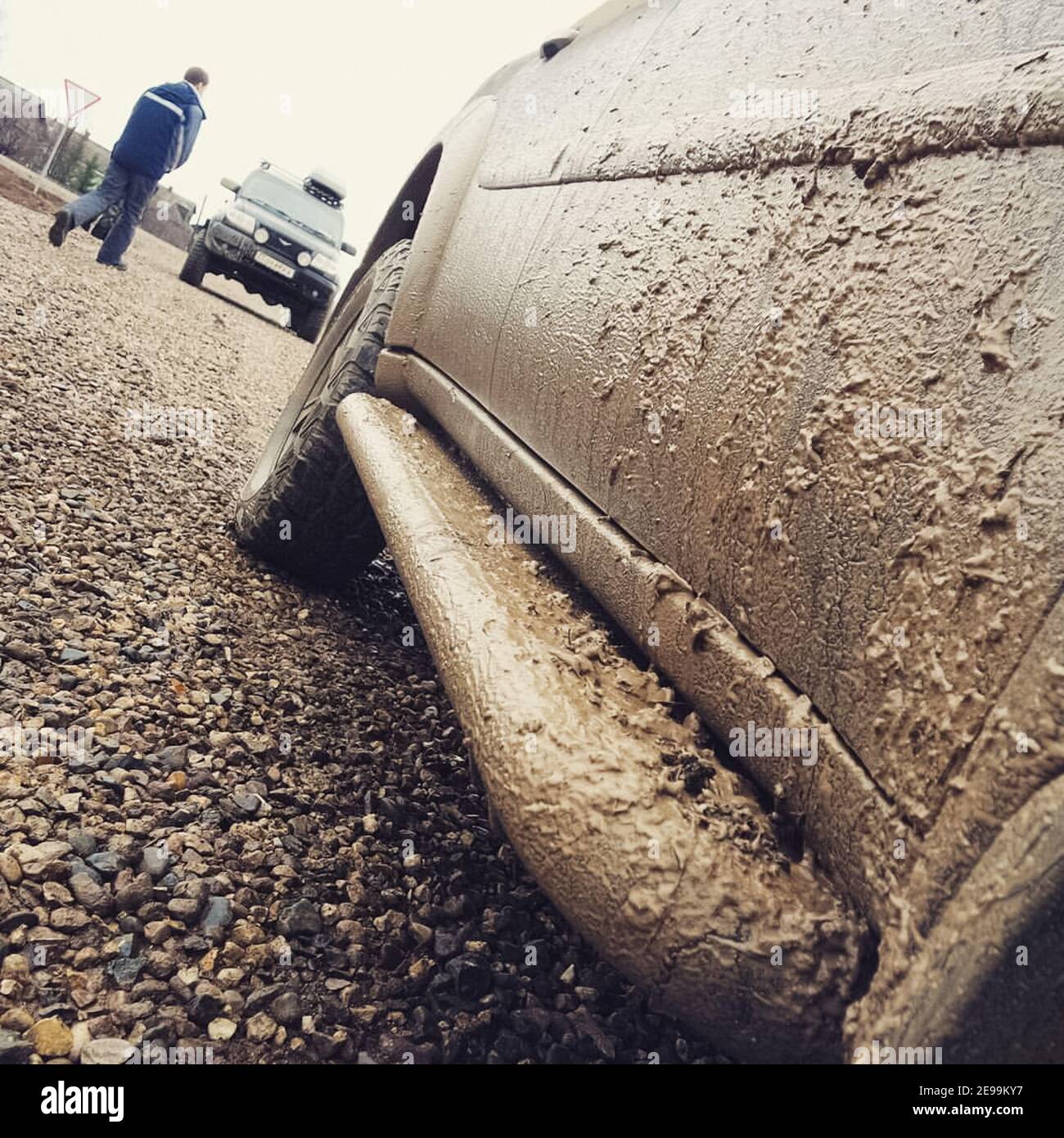 Dirt on the car. Very dirty car body. Dirt on the car. Very dirty car