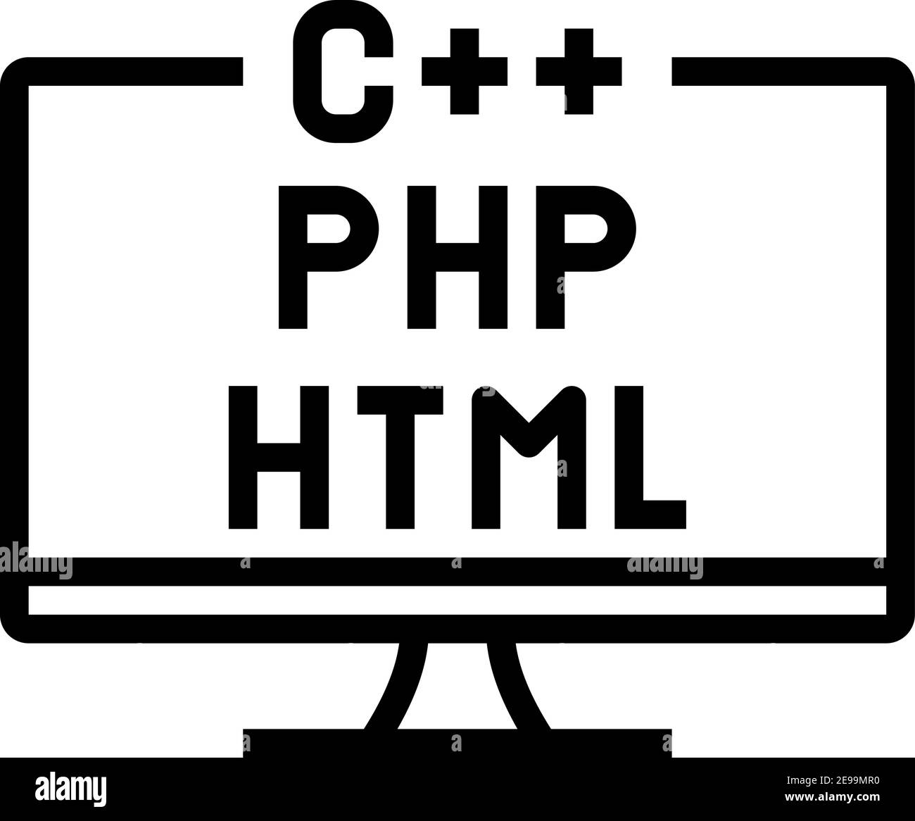 coding on different program languages line icon vector illustration ...