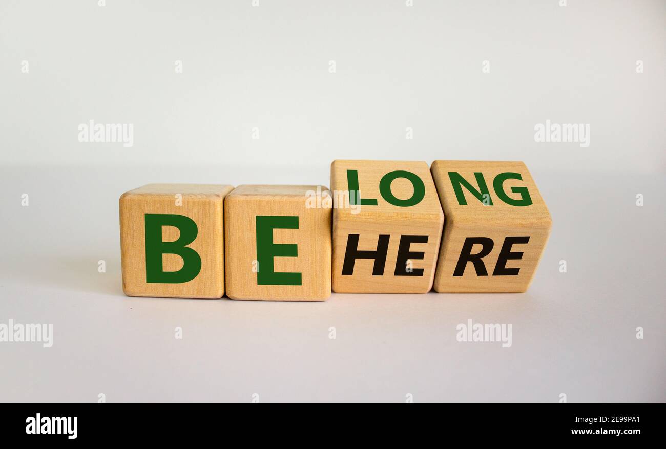 Be here belong symbol. Turned cubes and changed words 'be here' to
