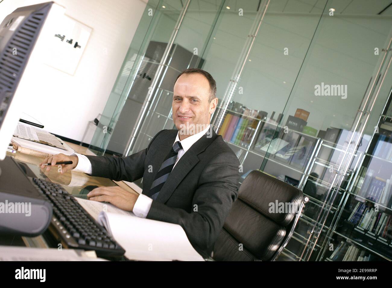 Hugo Boss Chairman, Bruno Salzer, poses in his office at its headquarters  in Metzingen near Stuttgart, Germany on January 31, 2006. Photo by Thierry  Orban/ABACAPRESS.COM Stock Photo - Alamy