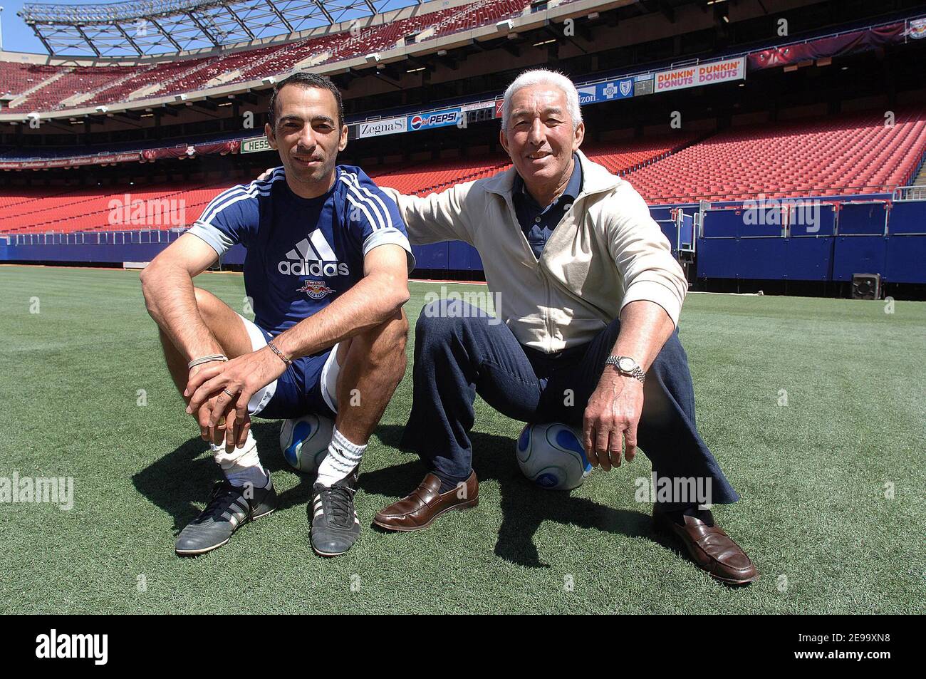 Former French soccer player Jean Djorkaeff attends a training session of  his son Soccer star Youri Djorkaeff in New -York city Wednesday 19 April  2006. Djorkaeff is now playing for the New