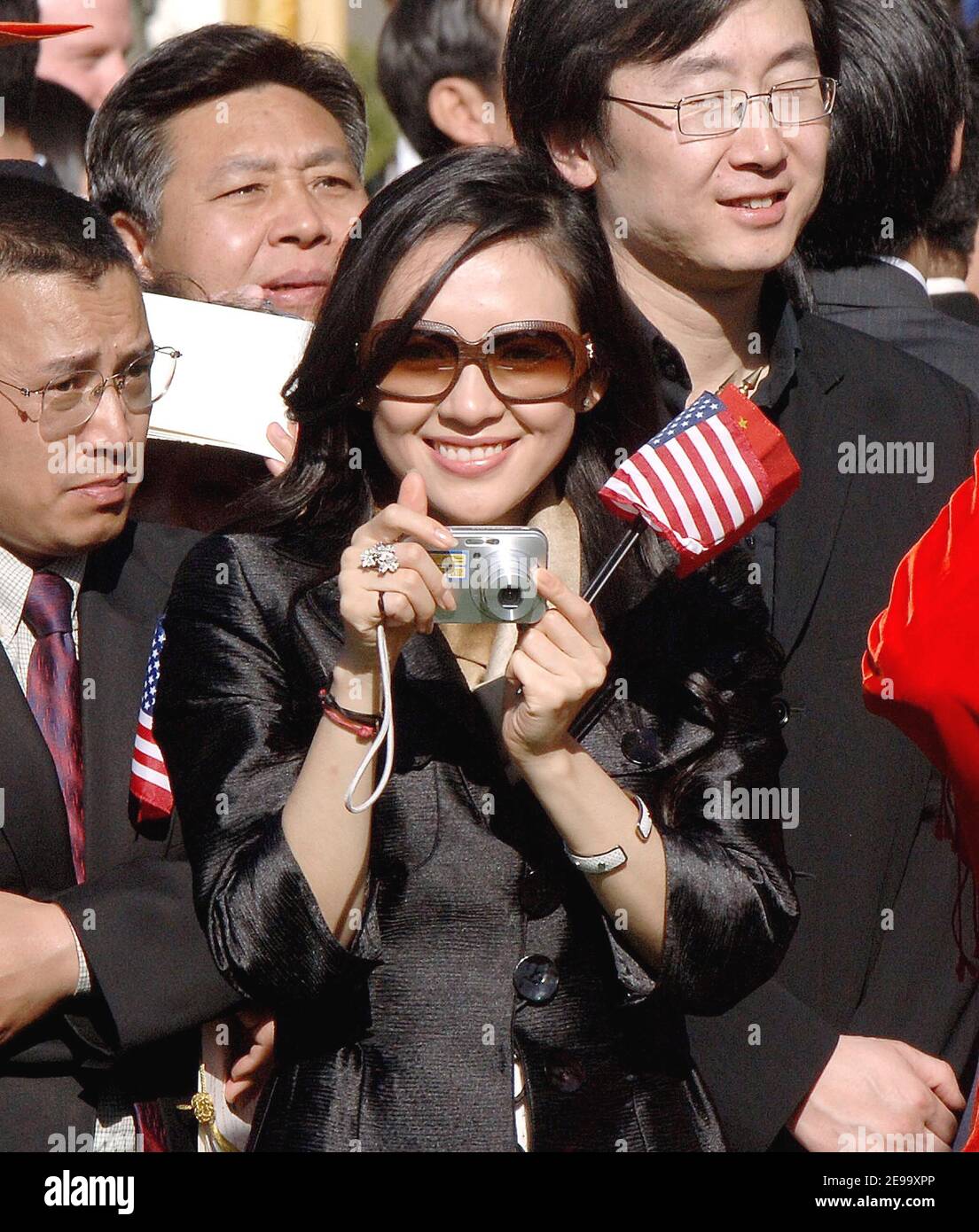Chinese actress Zhang Ziyi stands on the South Lawn of the White House prior to welcoming ceremonies for Chinese President Hu Jintao on the South Lawn of the White House in Washington DC, USA on April 20, 2006. Photo by Olivier Douliery/ABACAPRESS.COM Stock Photo