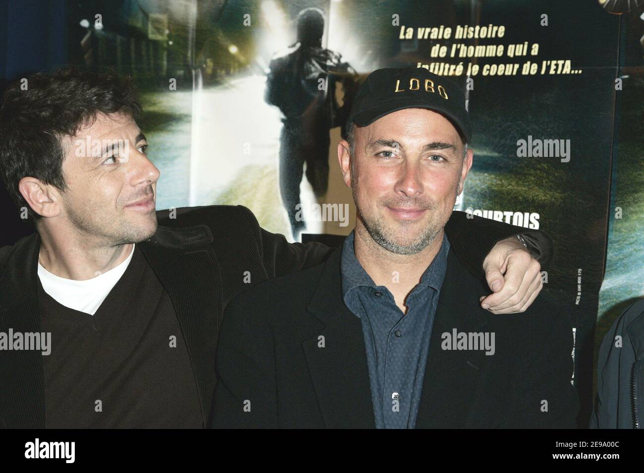 French actor Patrick Bruel and director Miguel Courtois attend the 'El Lobo' premiere at the Planete Holywood restaurant, in Paris, France, on April 24, 2006. Photo by Laurent Zabulon/ABACAPRESS.COM Stock Photo