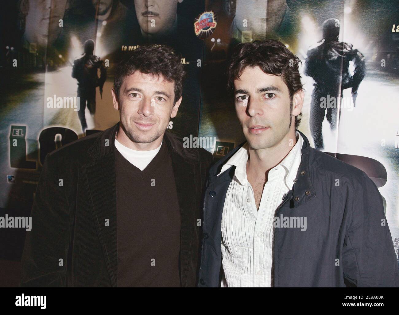 French actor Patrick Bruel and Spanish actor Eduardo Noriega attend the 'El Lobo' premiere at the Planete Holywood restaurant, in Paris, France, on April 24, 2006. Photo by Laurent Zabulon/ABACAPRESS.COM Stock Photo