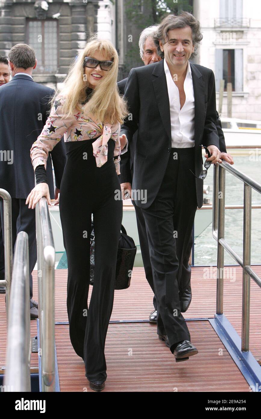 French philosopher Bernard-Henri Levy and his wife French actress Arielle  Dombasle arrive for the opening of the Palazzo Grassi (Pinault Fondation)  in Venice, Italy on April 29, 2006. Photo by Mehdi Taamallah/ABACAPRESS.COM