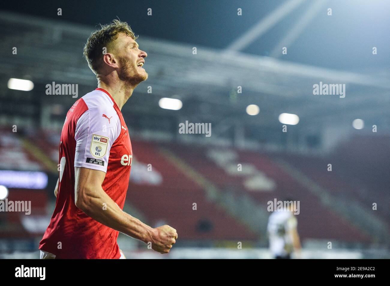 Rotherham, UK. 03rd Feb, 2021. Michael Smith #24 of Rotherham United celebrates his goal to make it 2-0 in Rotherham, UK on 2/3/2021. (Photo by Dean Williams/News Images/Sipa USA) Credit: Sipa USA/Alamy Live News Stock Photo