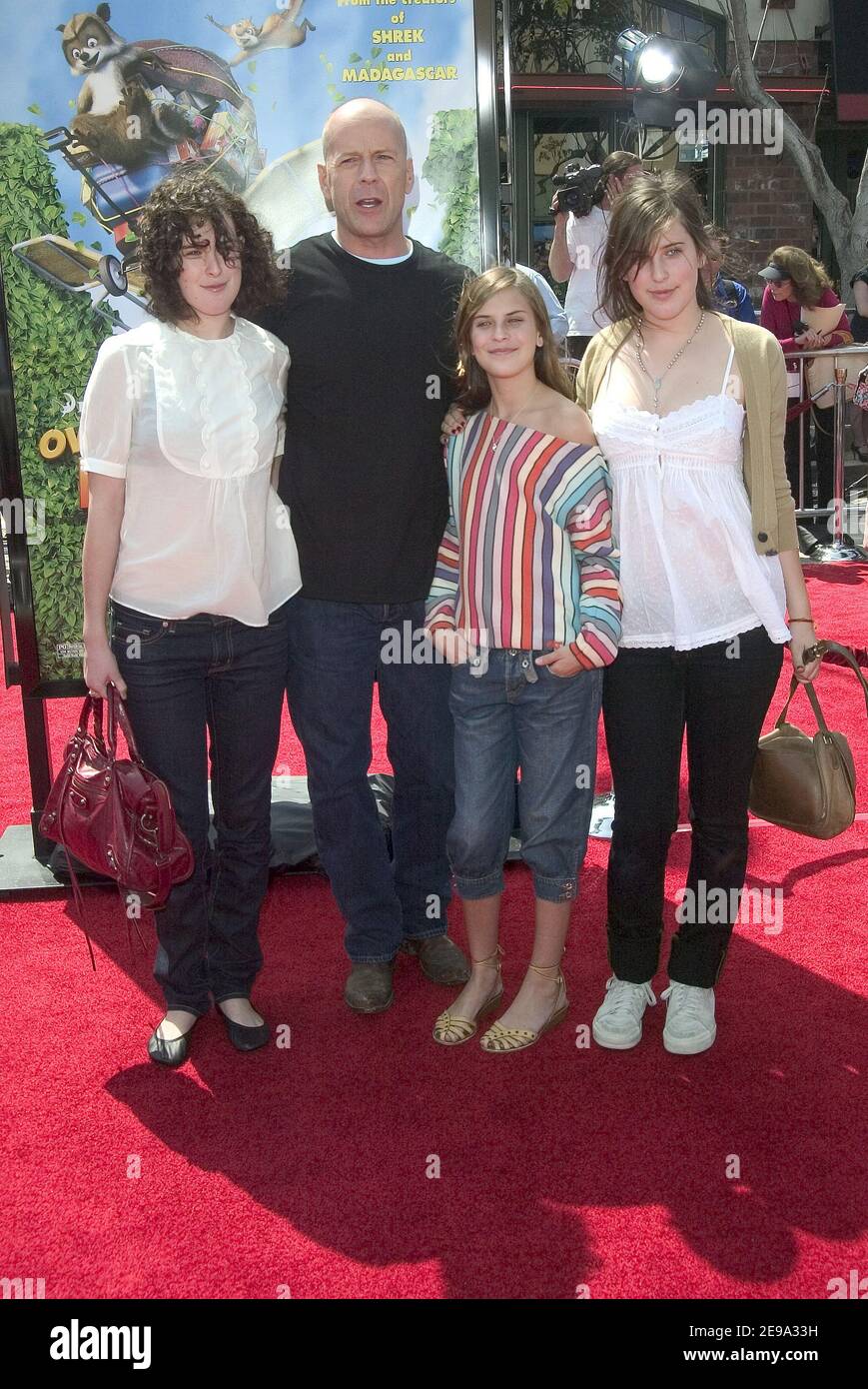 Bruce Willis with his daughters Rumer, Scout and Tallulah arriving at ...