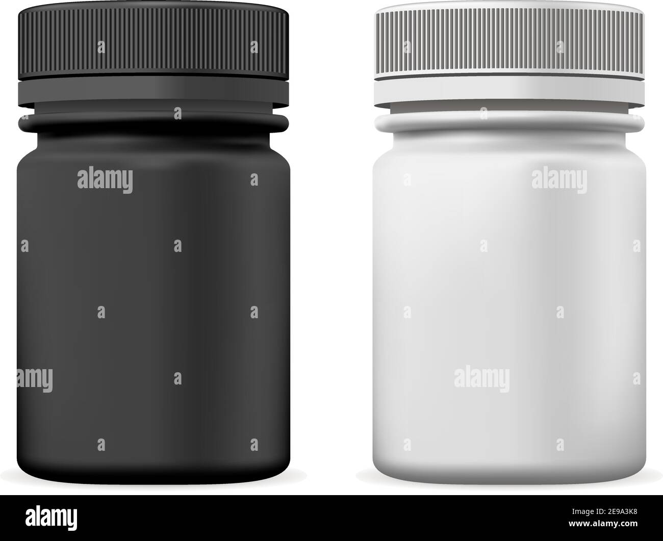Pill Bottle. Plastic Supplement Package Vector Mockup with Cap. Medical ...