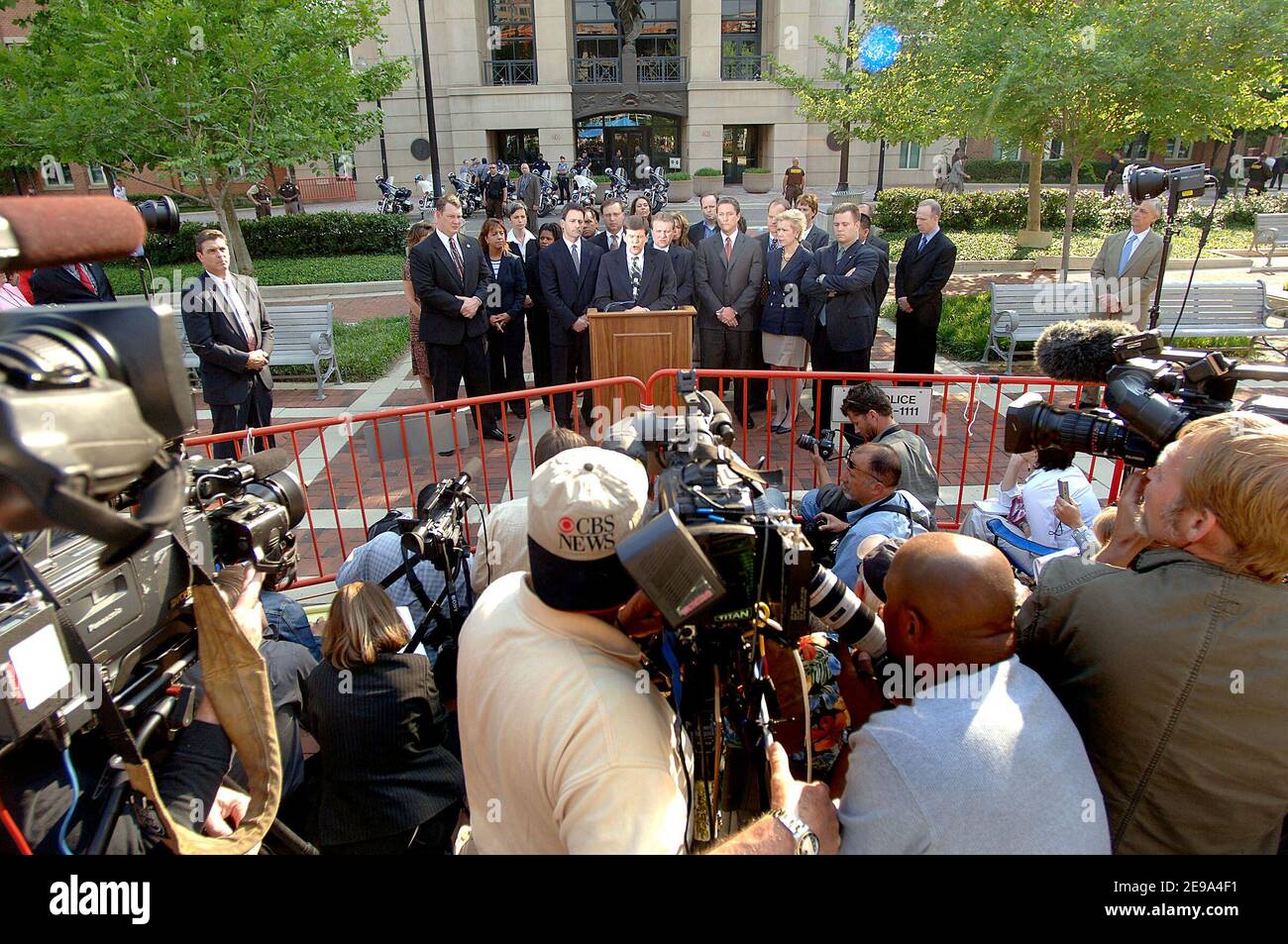 Assistant U.S. District Attorney Paul McNulty (C) leads the U.S. government's prosecution team from the Federal Court of Alexandria after the announcement of the verdict in the sentencing phase of the trial of Al-Qaeda conspirator Zacarias Moussaoui for his role in the September 11 attacks outside Federal Court May 3, 2006 in Alexandria, Virginia. The jury found that Moussaoui should spend his life in prison rather than face the death sentence for his role in the attacks. Photo by Olivier Douliery/ABACAPRESS.COM Stock Photo