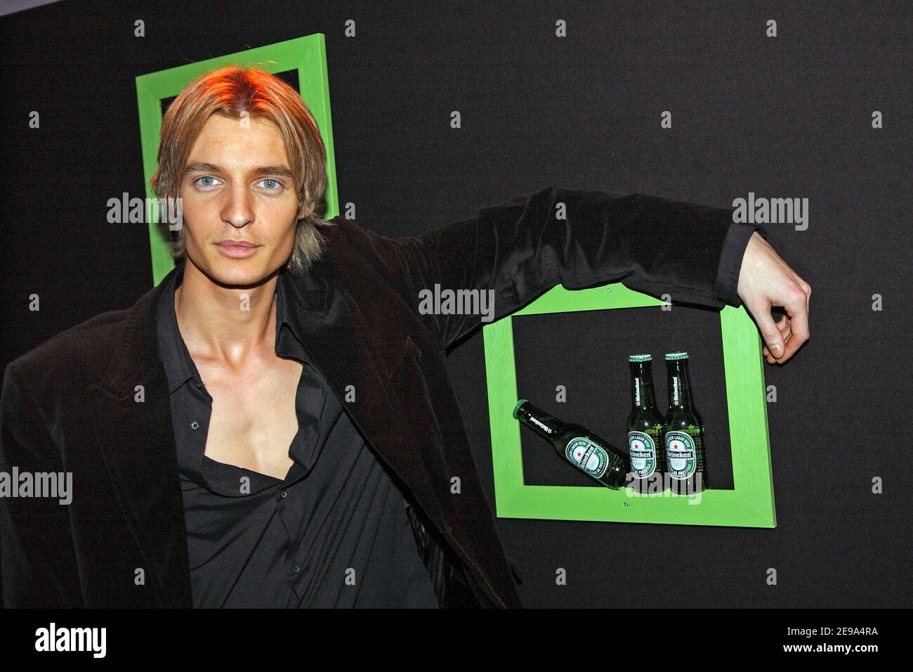 Mister Europe, Warren de Rajewicz, attends a party for the new Heineken  bottle (15 cl) held at the 'Culture Biere' club on The Champs Elysees  Avenue, in Paris, France, on May, 4,