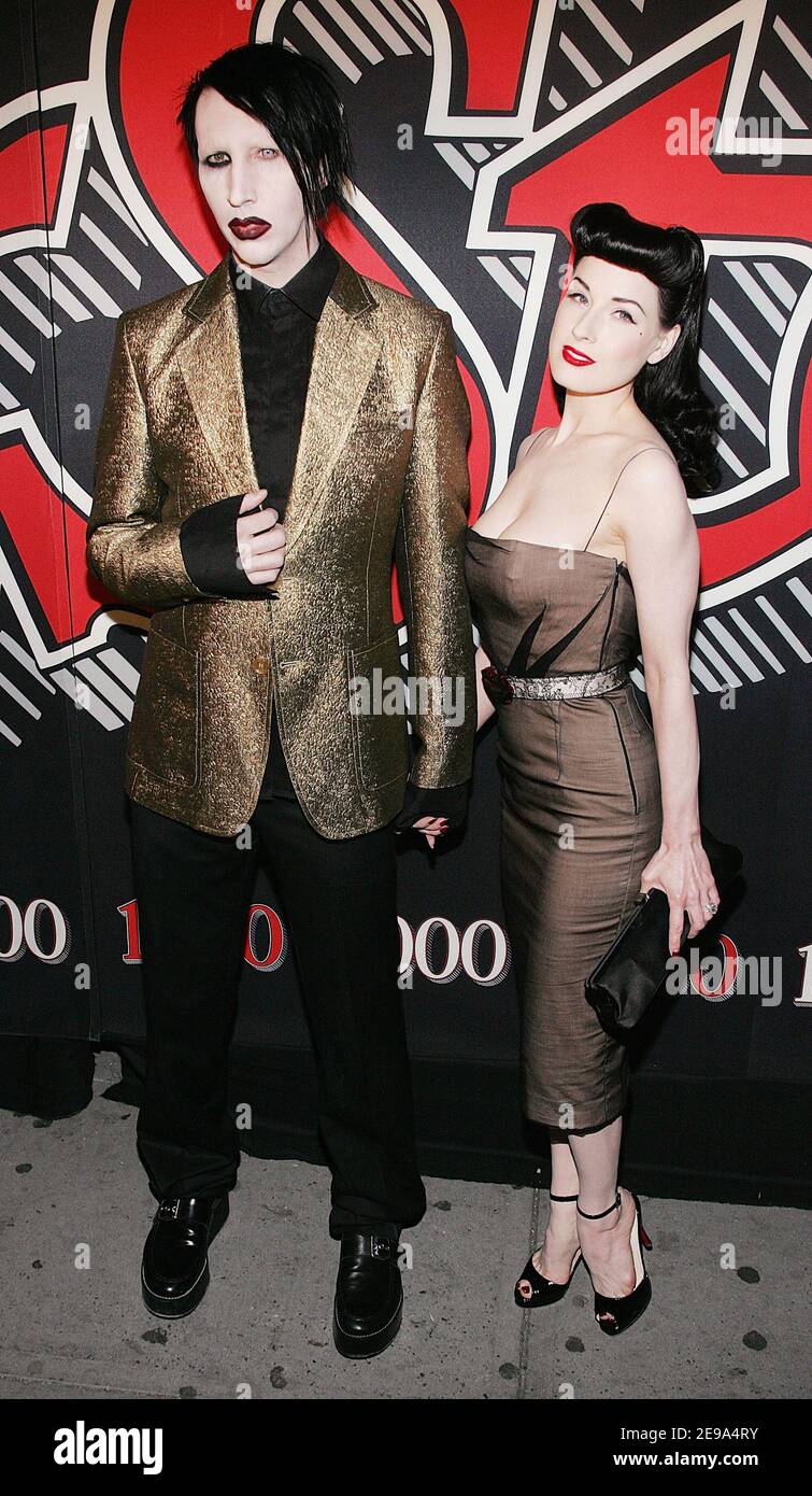 Marilyn Manson and wife Dita Von Teese arrive at the celebration for Rolling  Stone Magazine's 1000th Cover at the Hammerstein Ballroom in Manhattan on  May 4, 2006 as part of the Tribeca