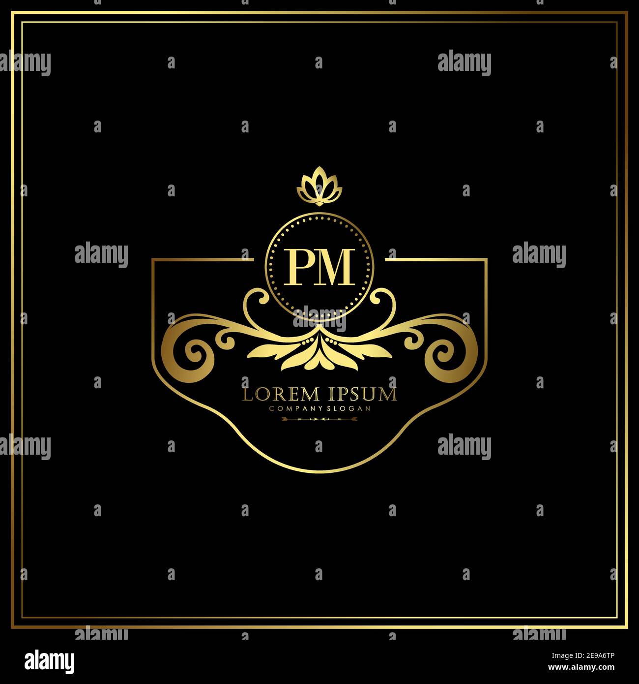 Pm letter initial luxurious brand logo template Vector Image