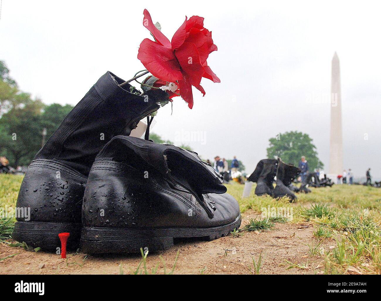 The 'Human Costs of War' exhibit, a pair of combat boots for every U.S. military casualty in Iraq is in display at the National Mall in Washington DC, USA on May 11, 2006. Photo by Olivier Douliery/ABACAPRESS.COM Stock Photo