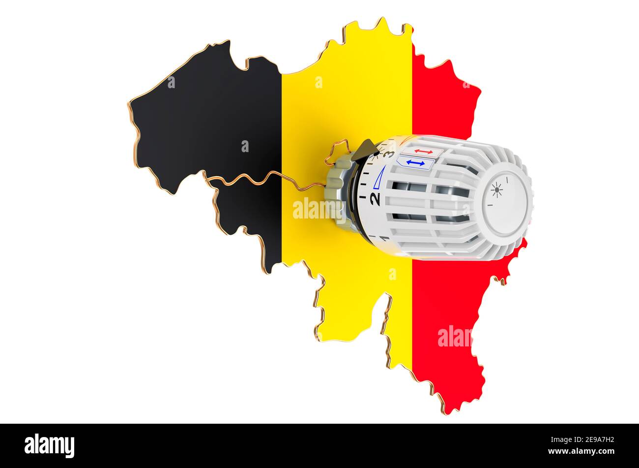 Saving heating consumption in Belgium, 3D rendering isolated on white