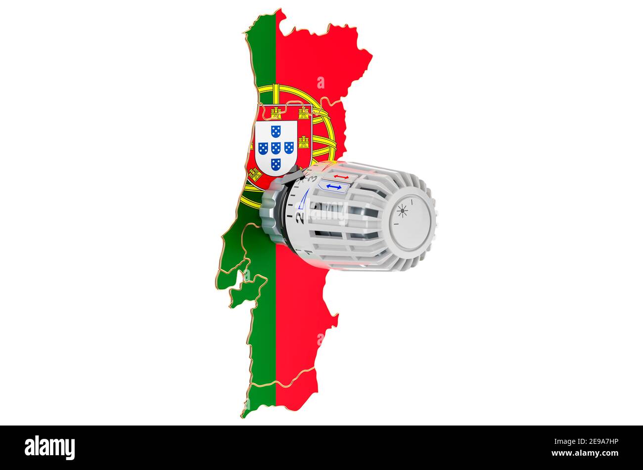 Saving heating consumption in Portugal, 3D rendering isolated on white