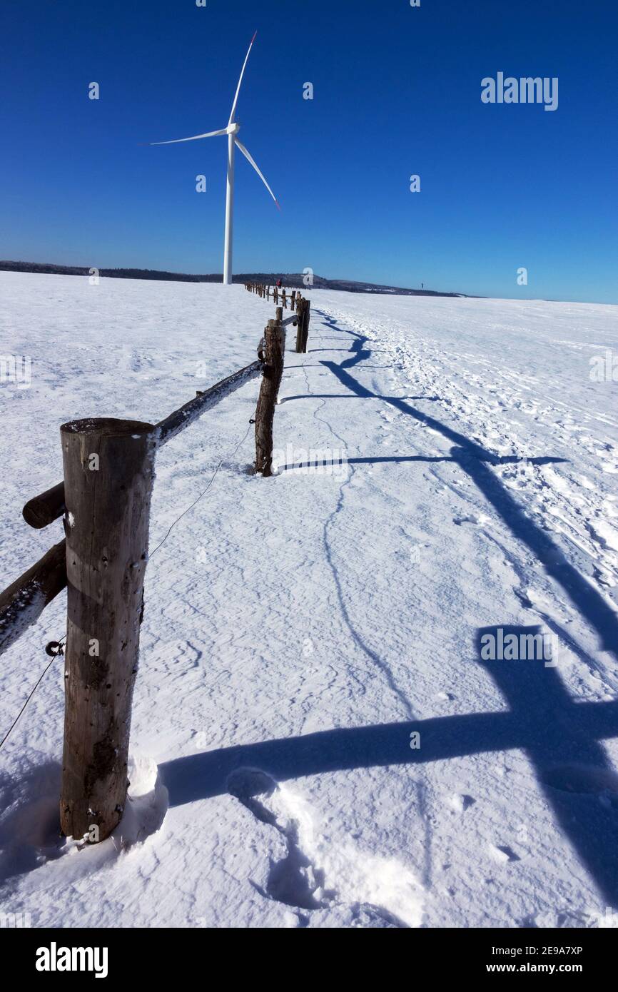 Wind turbine in covered snow winter countryside, alternative energy Czech Republic mountains Wind turbine snow winter energy wind turbine snow Stock Photo