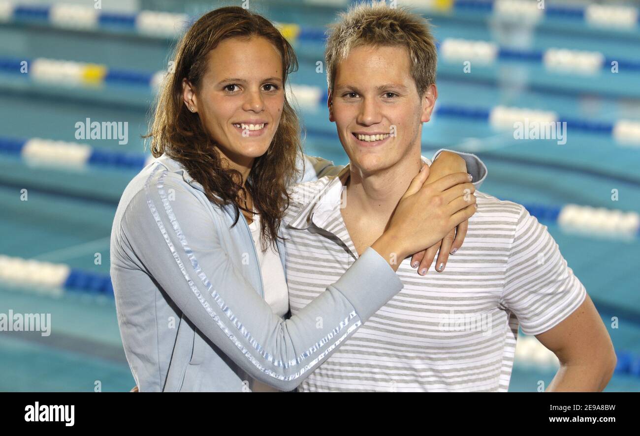 EXCLUSIVE - France's Laure Manaudou poses with her boyfriend Pierre Henri  at the end of the French
