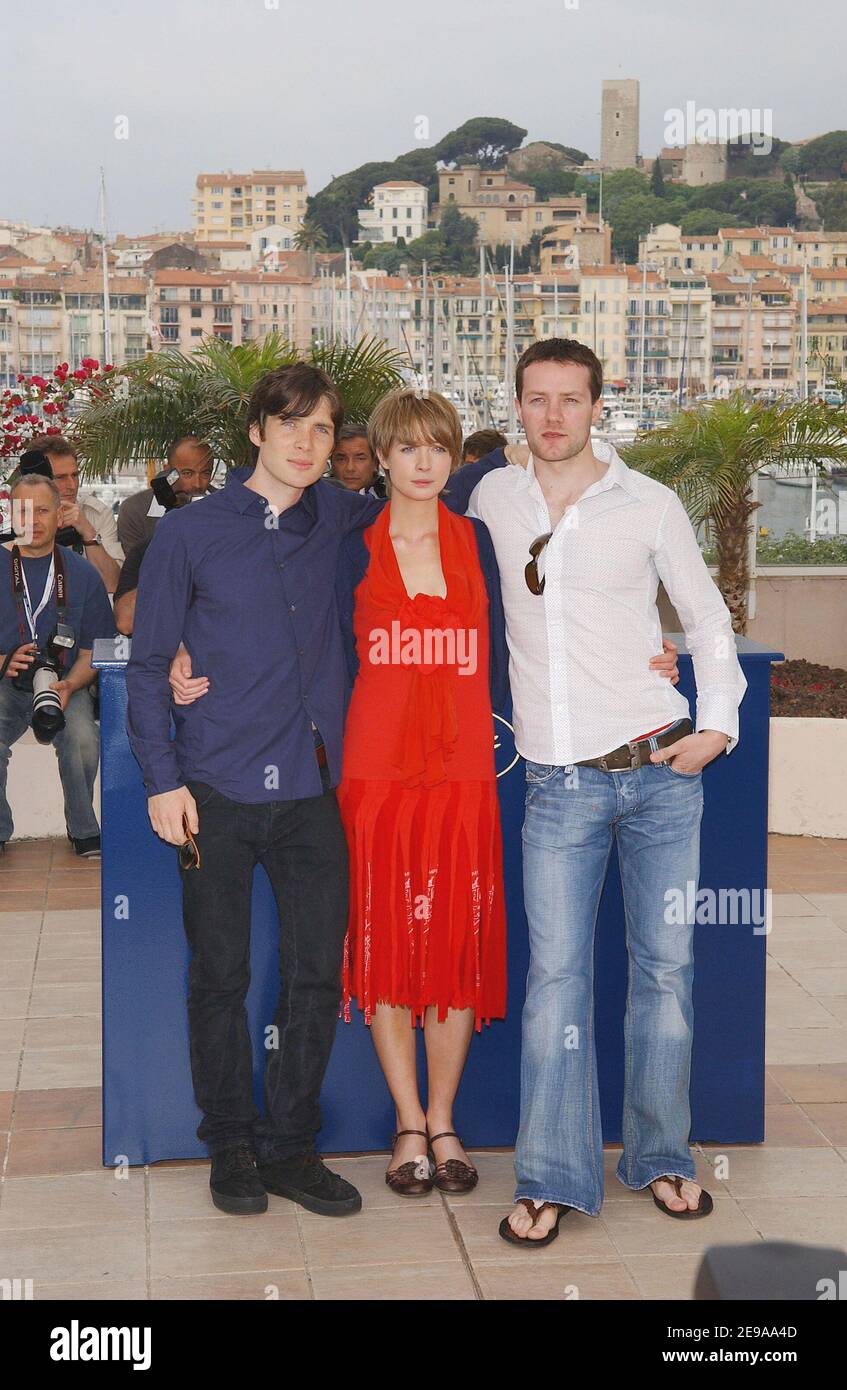 Cillian Murphy, Orla Fitzgerald and Padraic Delaney pose for the photocall  of Ken Loach's film 'The wind that shakes the barley' during the 59th  International Cannes Film Festival, in Cannes, Southern France,
