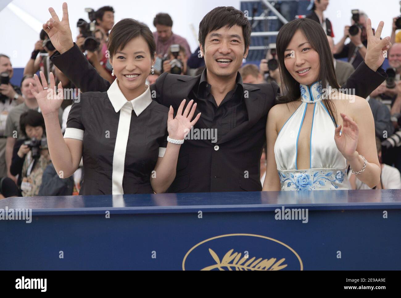 Hao Lei, Guo Xiaodong, and Hu Lingling pose during the photocall for ...