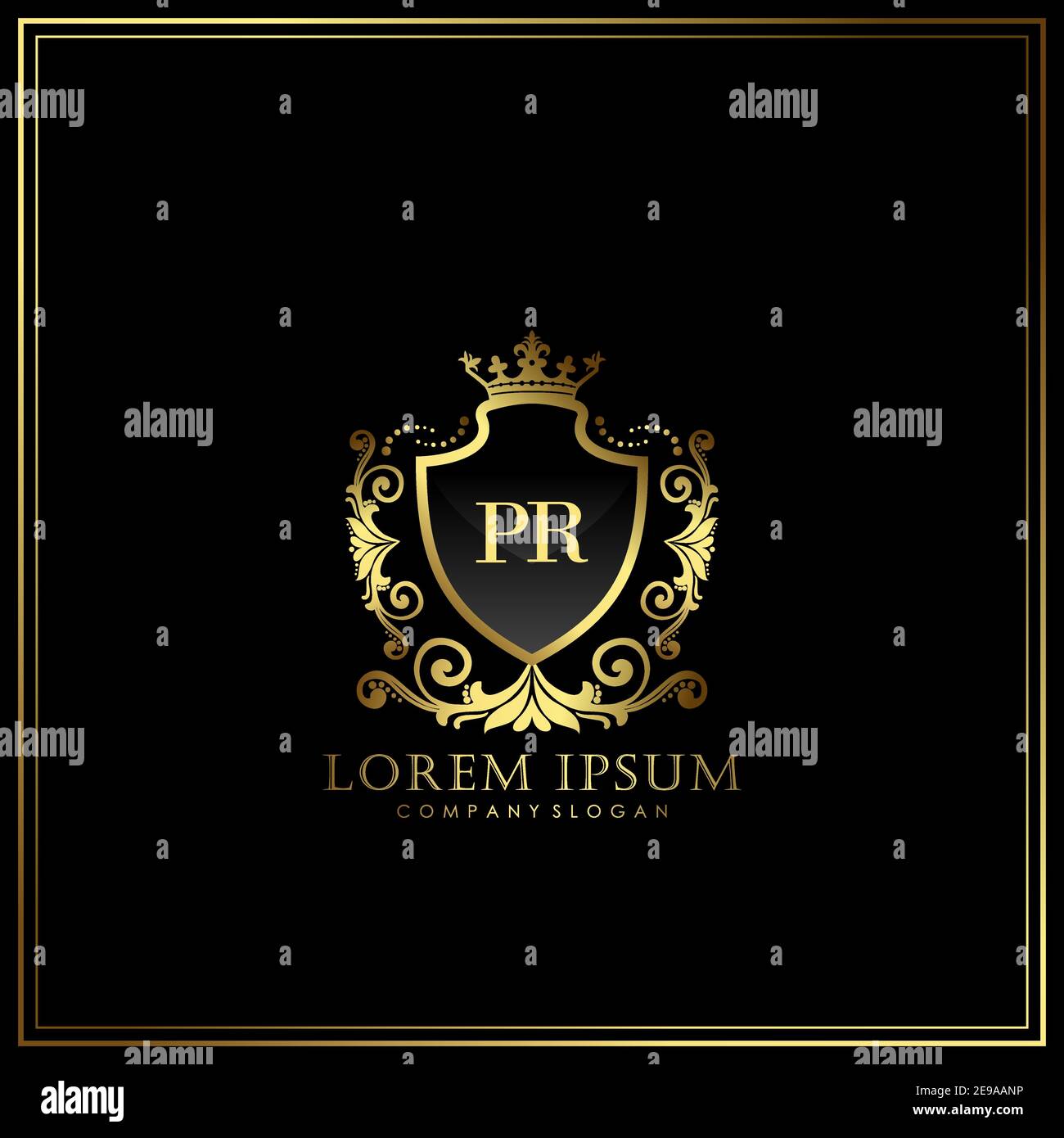 PR Initial Letter Luxury Logo template in vector for Restaurant, Royalty, Boutique, Cafe, Hotel, Heraldic, Jewelry, Fashion and other vector illustrat Stock Vector