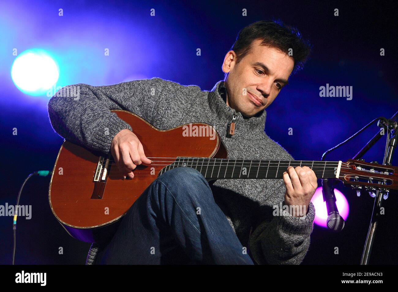 French guitarist Jean Felix Lalanne performs the live concert 'Around the guitar' held at the 'Hotel de Ville' in Paris, France, on May 20, 2006. 'U.E.J.F', 'Ni Putes Ni Soumises', 'SOS-RACISME', 'Coordination des Berberes de France', 'Amities Judeo-Chretiennes', 'Amitie Judeo-Noire' associations want to organize each year a 'Spring for Human Rights' in France. Photo by Edouard Bernaux/ABACAPRESS.COM Stock Photo