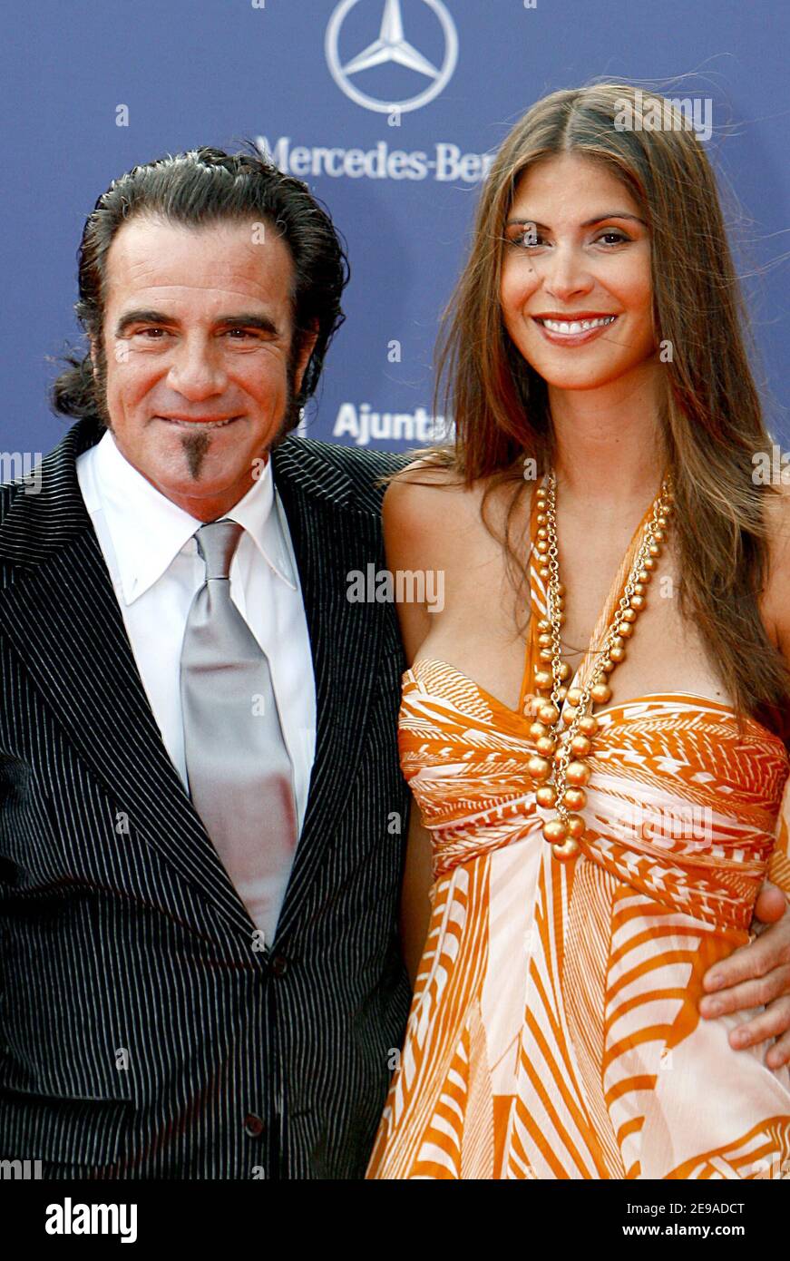 Bon Jovi drummer Tico Torres arrives with partner at the Laureus World Sports Awards 2006, at the Parc del Forum, Barcelona, Spain on May 22, 2006.Photo by Patrick Bernard/ABACAPRESS.COM Stock Photo