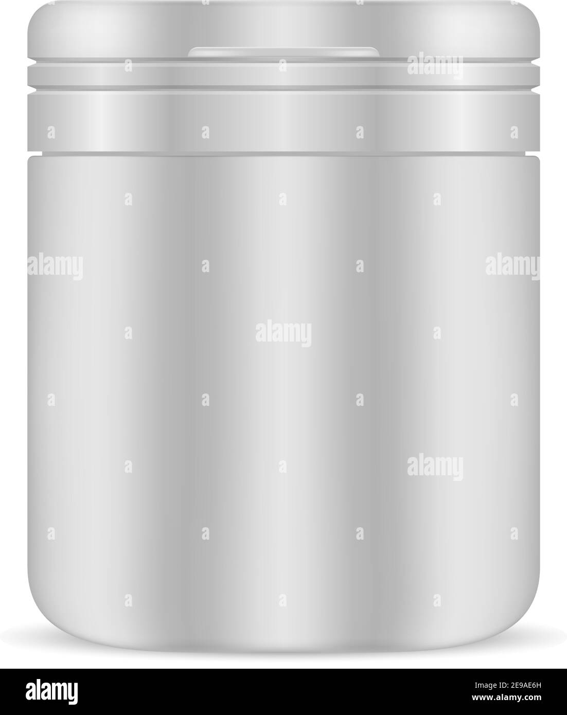 Pill Bottle. White Blank Vector Package. 3d Plastic Container for Medicine Vitamin, Isolated. Supplement Jar with Cap. Round Pharmaceutical Tablet Box Stock Vector