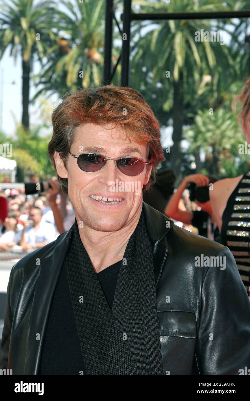 US actor Wilem Dafoe shoots 'French Bean' (Mr Bean 2 as working title), starring Rowan Atkinson on the red carpet of the 59th Film Festival in Cannes, France on May 26, 2006. The plot is simple : Mr. Bean travels to the South of France on holiday, causing the usual mayhem and ending with an unscheduled screening of his video diary at the Cannes Film Festival. Photo by Gaetan Mabire/ABACAPRESS.COM Stock Photo