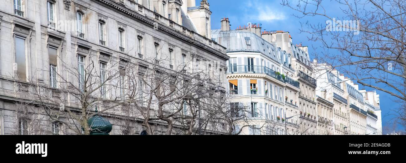 Paris, typical facades, beautiful buildings in the center Stock Photo