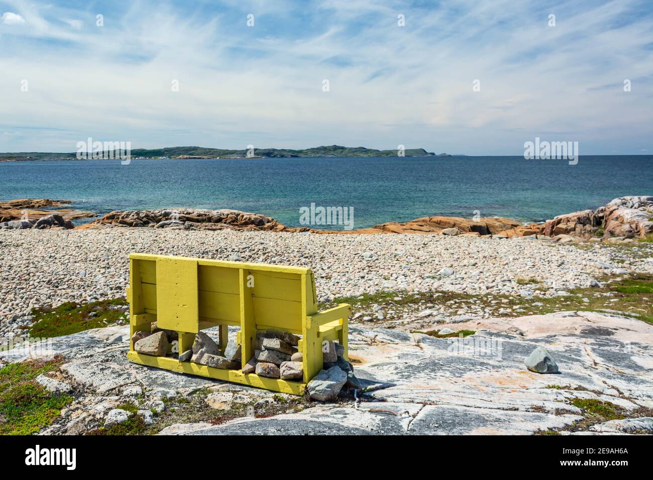 Weighted Bench on Joe Batt's Point Trail Stock Photo Alamy