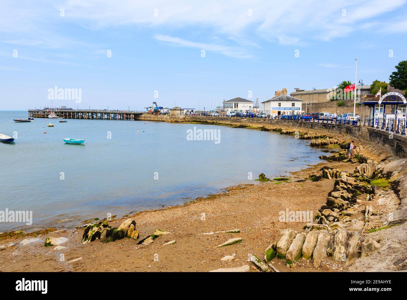 Panoramic view of Swanage Bay and Swanage Pier at Swanage, Isle of