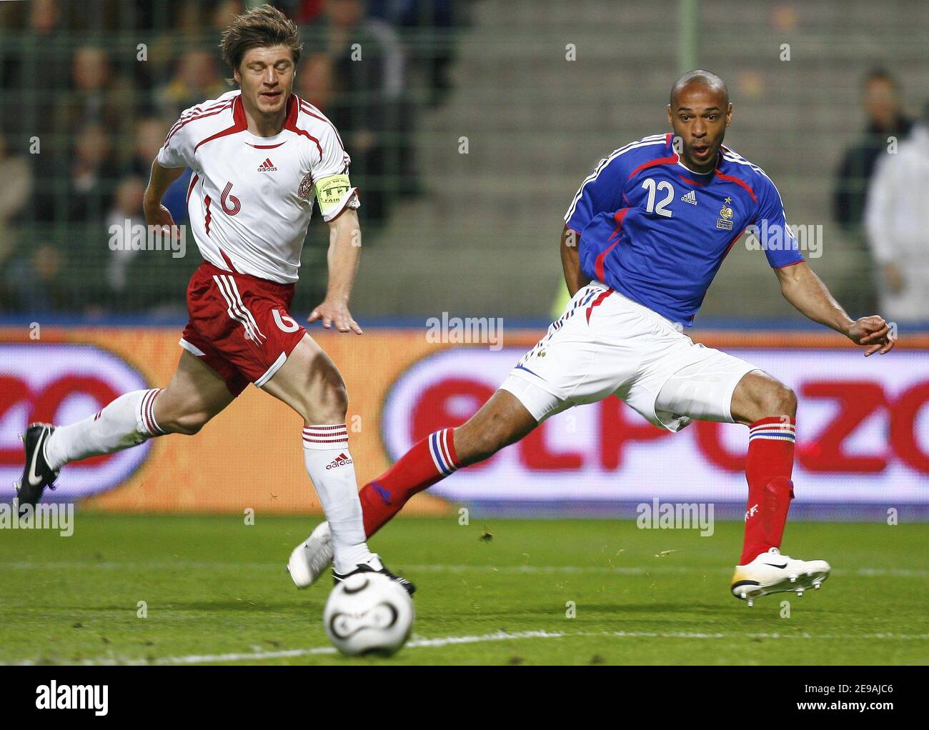 Denmark's Thomas Helveg and France's Thierry Henry during the