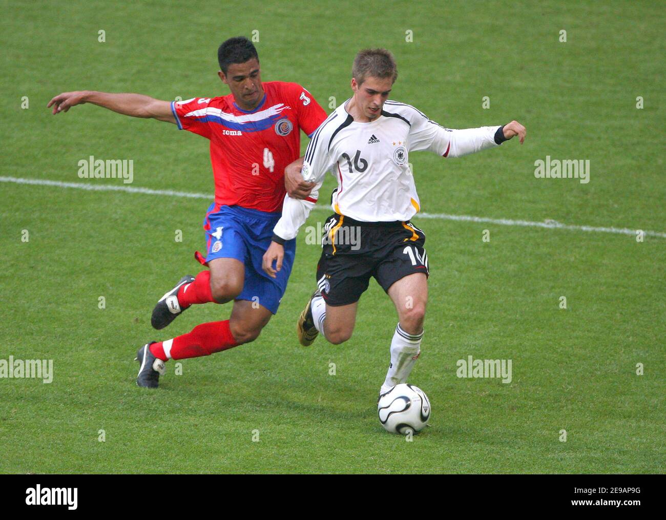 Costa Rica's Michael Umana and Germany's Philipp Lahm in action during the World Cup 2006, Group