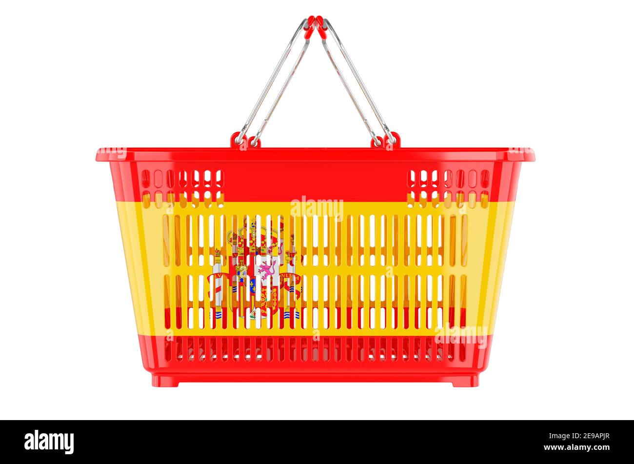 Shopping basket with Spanish flag, market basket or purchasing power