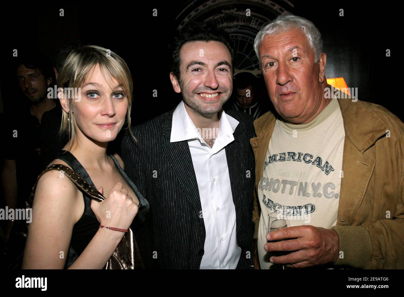 Gerald Dahan, his girlfriend and Stephane Collaro attend a party to celebrate the Raphael Mezrahi's birthday at L'Etoile in Paris, France on June 12, 2006. Photo by Benoit Pinguet/ABACAPRESS.COM. Stock Photo