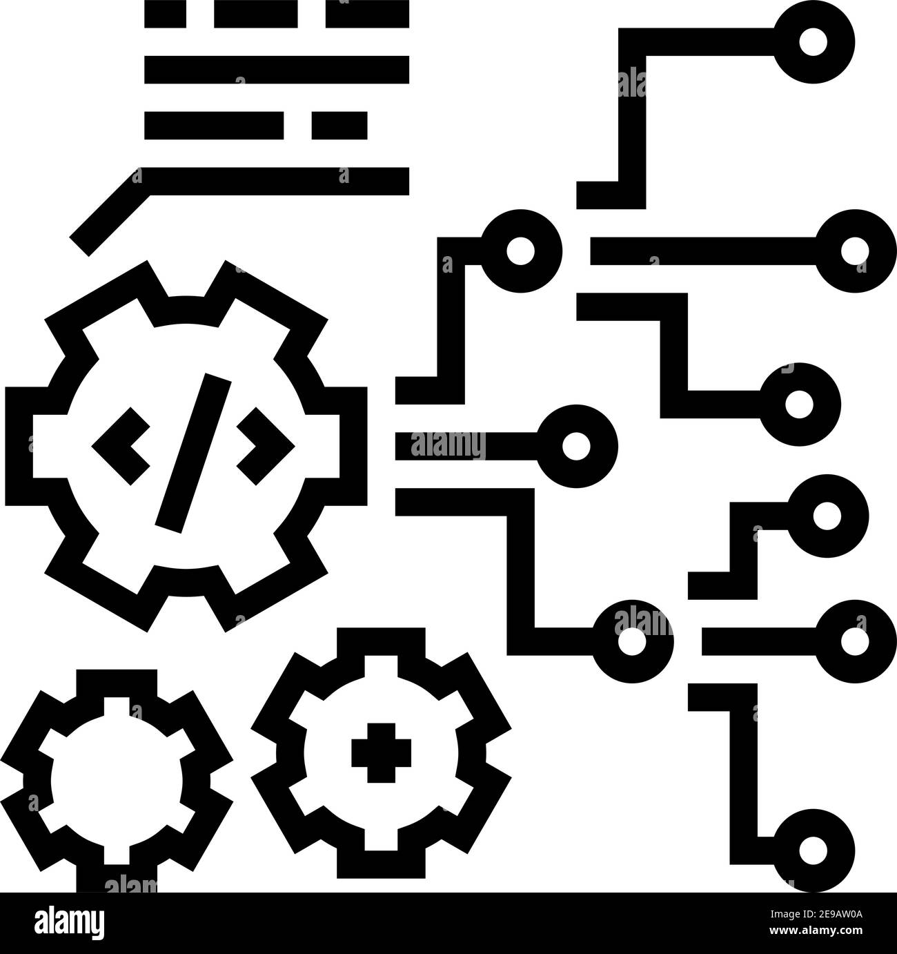 code and settings working process line icon vector illustration Stock ...