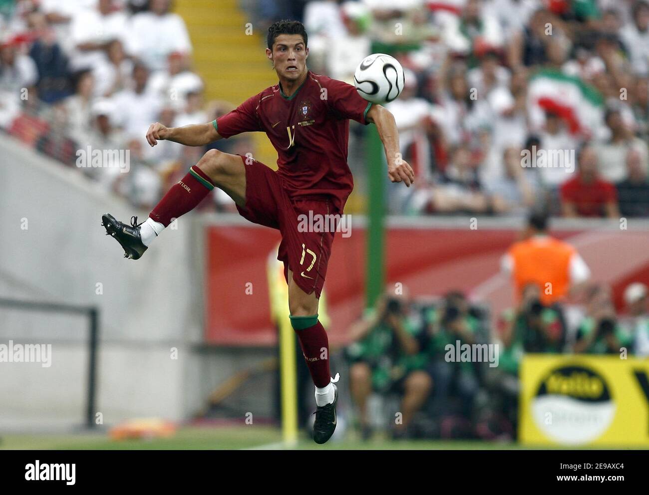 Portugal's Cristiano Ronaldo in action during the World Cup 2006, Portugal vs Iran at the Fifa World Cup Stadium in Frankfurt, Germany on June 17, 2006. Portugal won 2-0. Photo by Christian Liewig/ABACAPRESS.COM Stock Photo