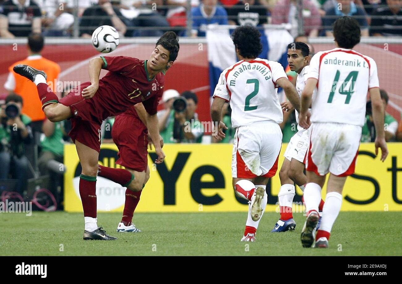 Portugal's Cristiano Ronaldo in ation during the World Cup 2006, Portugal vs Iran at the Fifa World Cup Stadium in Frankfurt, Germany on June 17, 2006. Portugal won 2-0. Photo by Christian Liewig/ABACAPRESS.COM Stock Photo