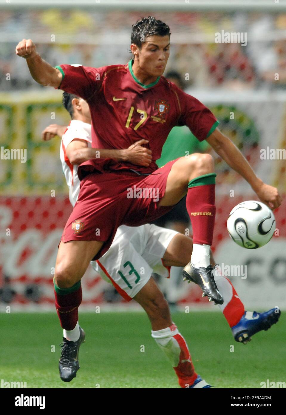 Portugal's Cristiano Ronaldo in action during the World Cup 2006, Portugal vs Iran at the Fifa World Cup Stadium in Frankfurt, Germany on June 17, 2006. Portugal won 2-0. Photo by Gouhier-Hahn-Orban/Cameleon/ABACAPRESS.COM Stock Photo