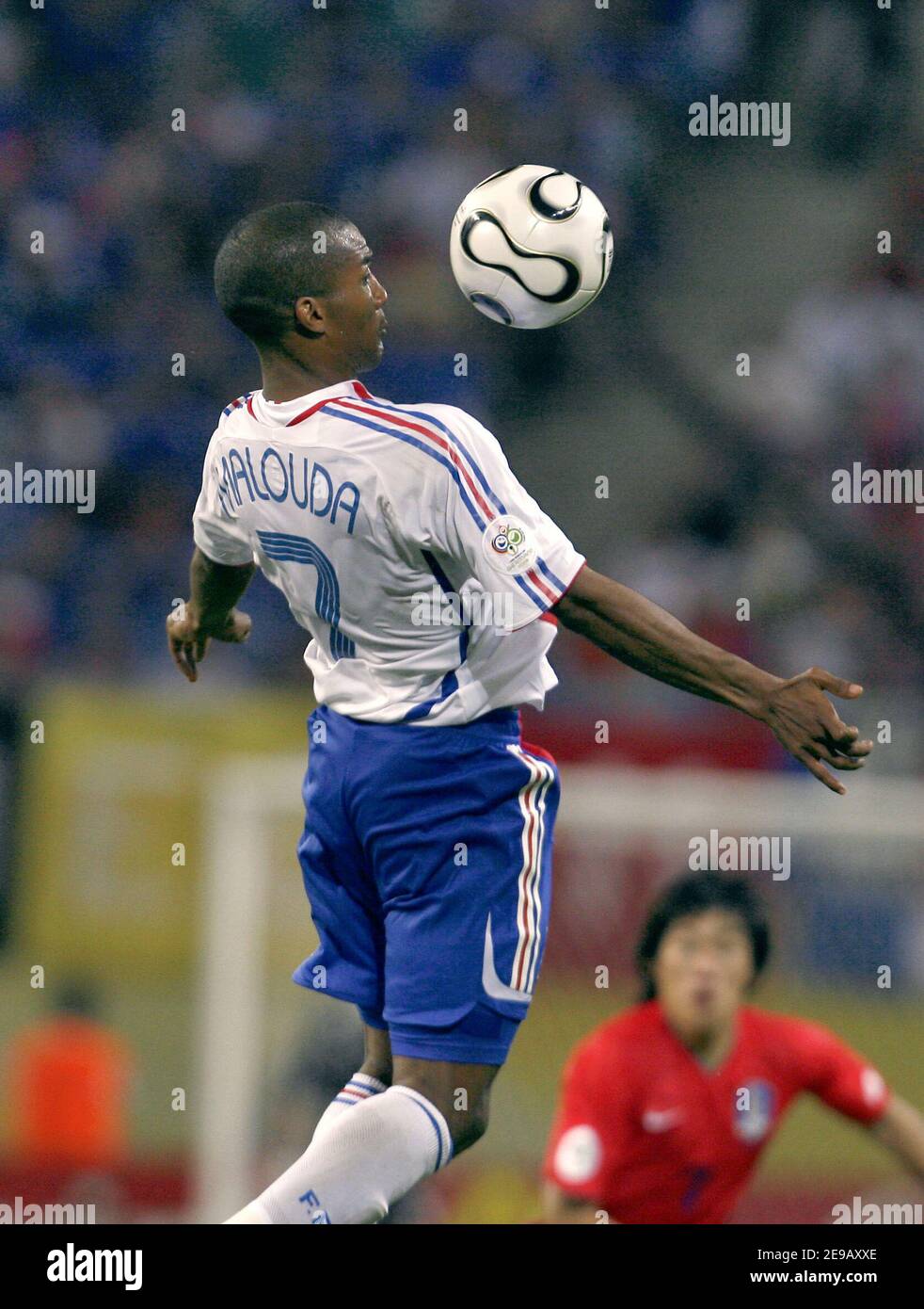 France's Florent Malouda in action during the World Cup 2006, Group G France vs South Korea, in Leipzig, Germany, on June 18, 2006. The game ended in draw 1-1. Photo by Gouhier-Hahn-Orban/Cameleon/ABACAPRESS.COM Stock Photo