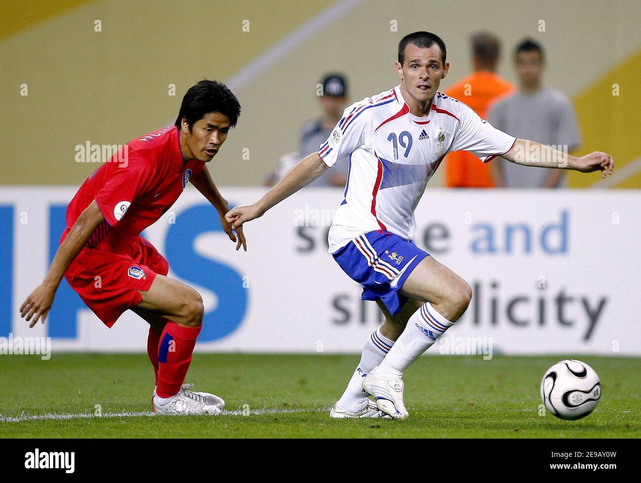 France's Willy Sagnol in action during the World Cup 2006, Group G France vs South Korea, in Leipzig, Germany, on June 18, 2006. The game ended in draw 1-1. Photo by Christian Liewig/ABACAPRESS.COM Stock Photo