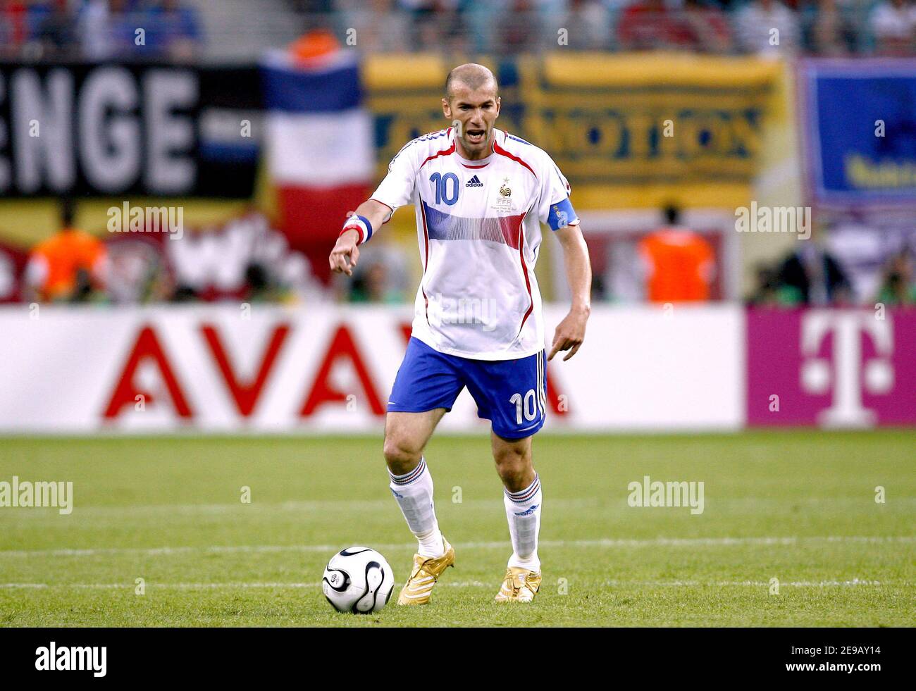 France's Zinedine Zidane in action during the World Cup 2006, Group G France vs South Korea, in Leipzig, Germany, on June 18, 2006. The game ended in draw 1-1. Photo by Christian Liewig/ABACAPRESS.COM Stock Photo
